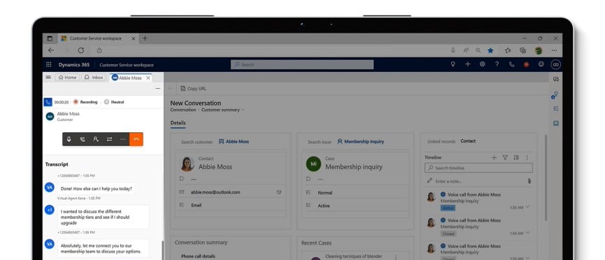 Interfaz Microsoft Dynamics 365 Contact Center